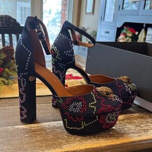 Kurt Geiger Black Platform Heels with Colorful Embellishments